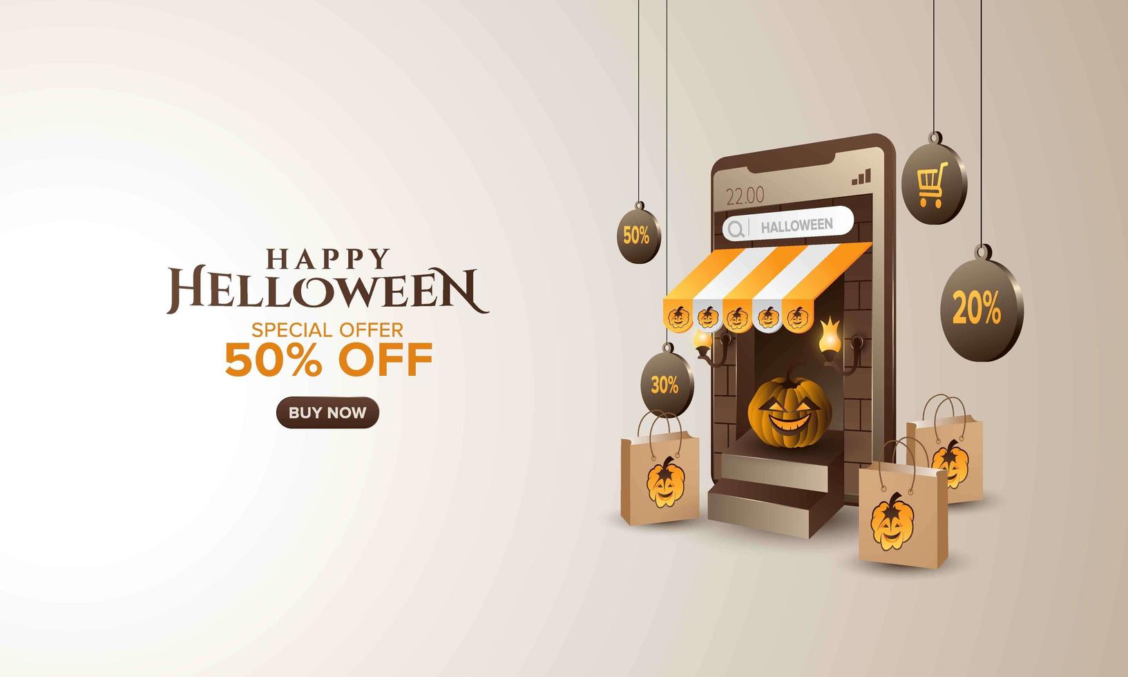 online halloween försäljning shopping banner vektor