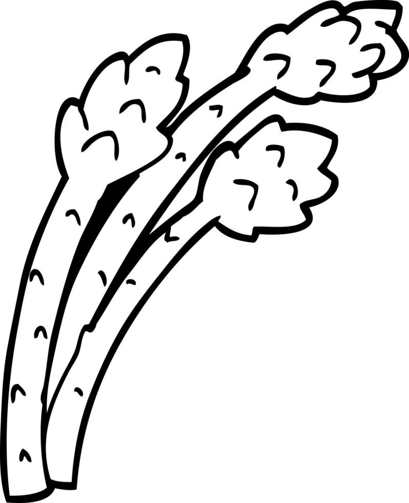linje teckning tecknad serie sparris växt vektor