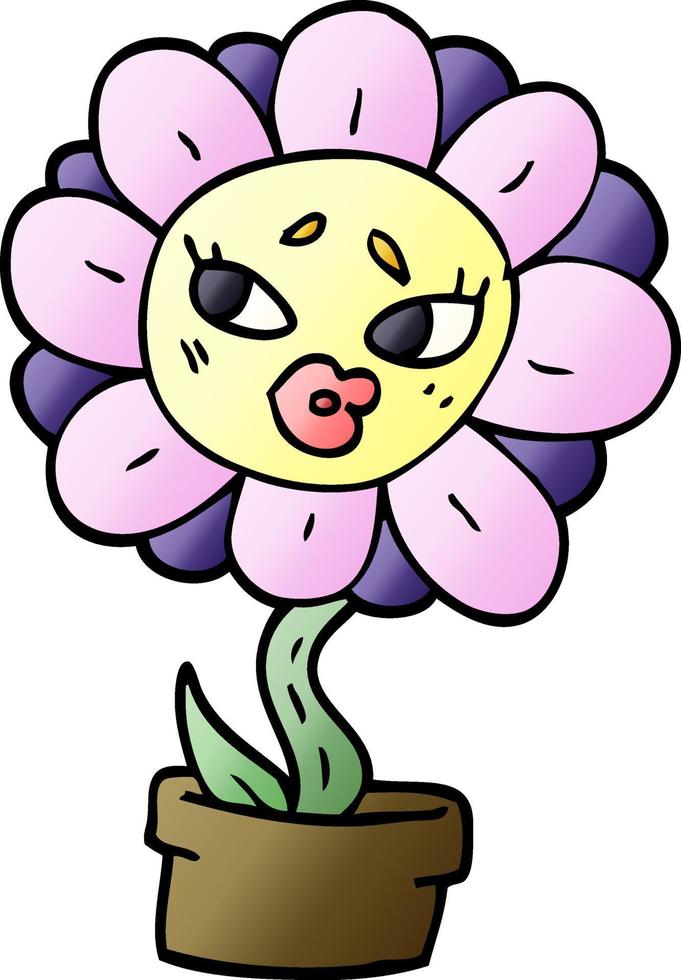 tecknad doodle blomkruka vektor
