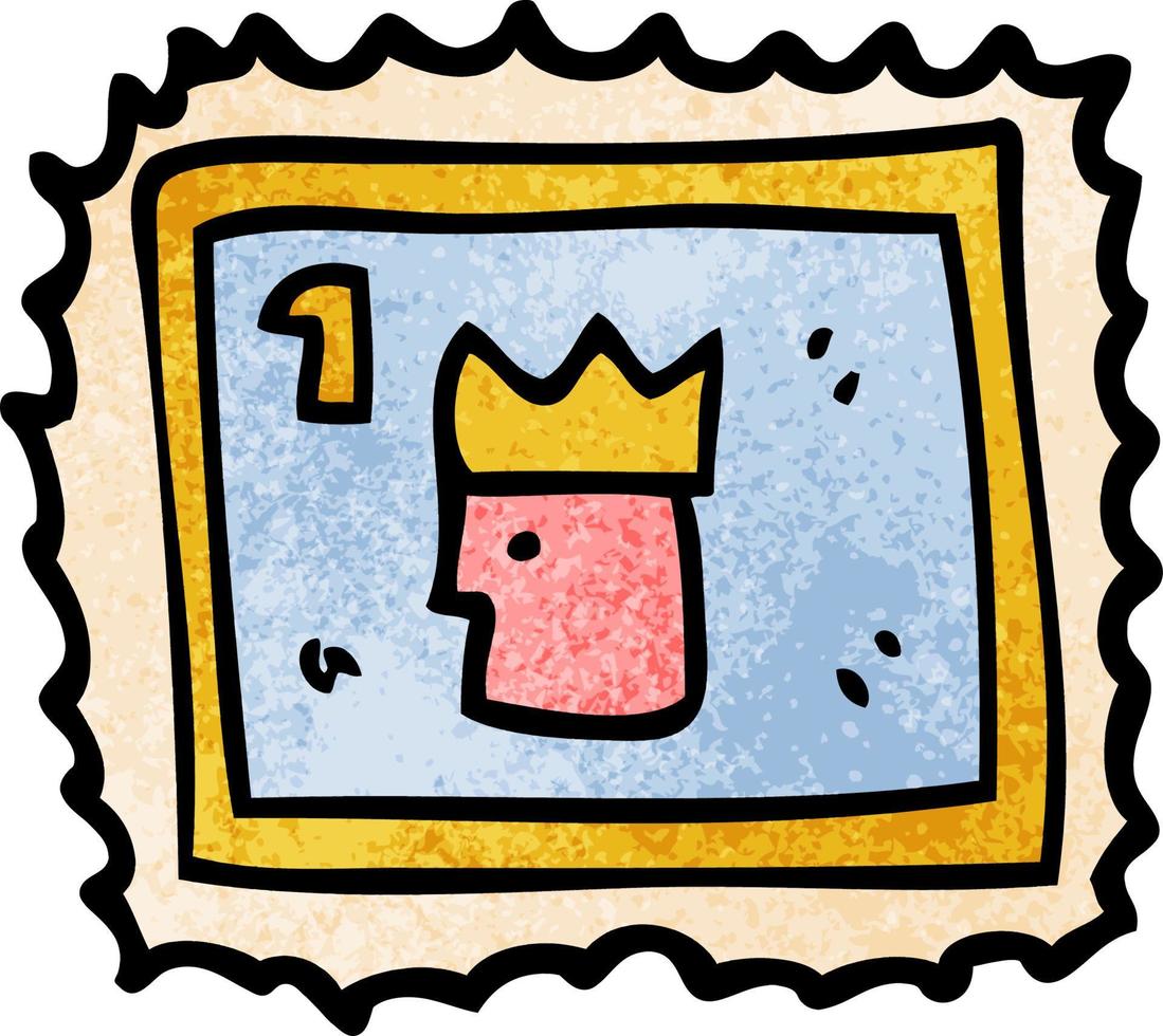 tecknad serie klotter stämpel med kunglig ansikte vektor