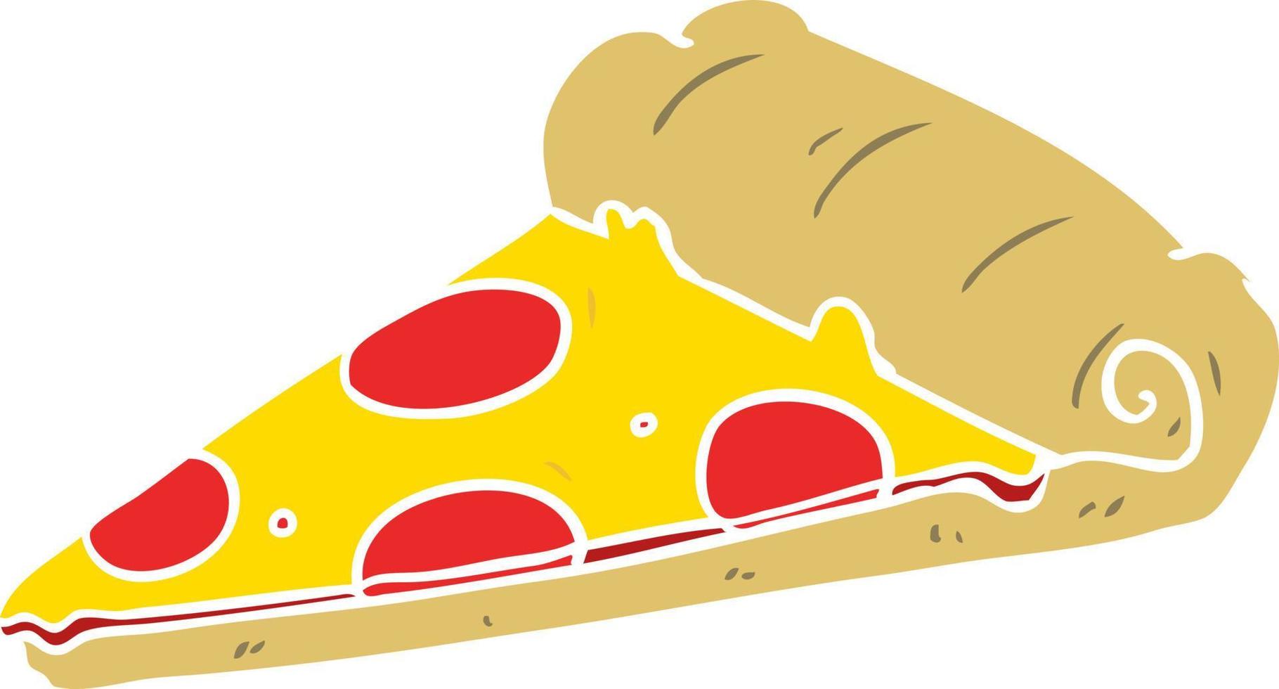 platt Färg stil tecknad serie skiva av pizza vektor