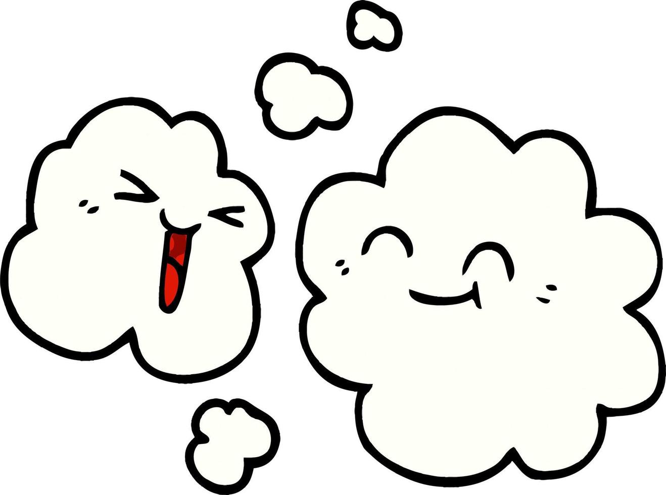 Cartoon-Doodle weiße glückliche Wolken vektor