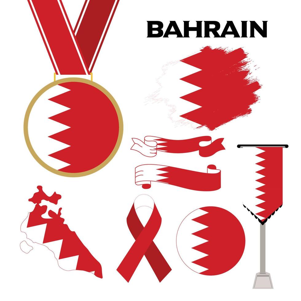 elementsammlung mit der flagge von bahrain designvorlage vektor