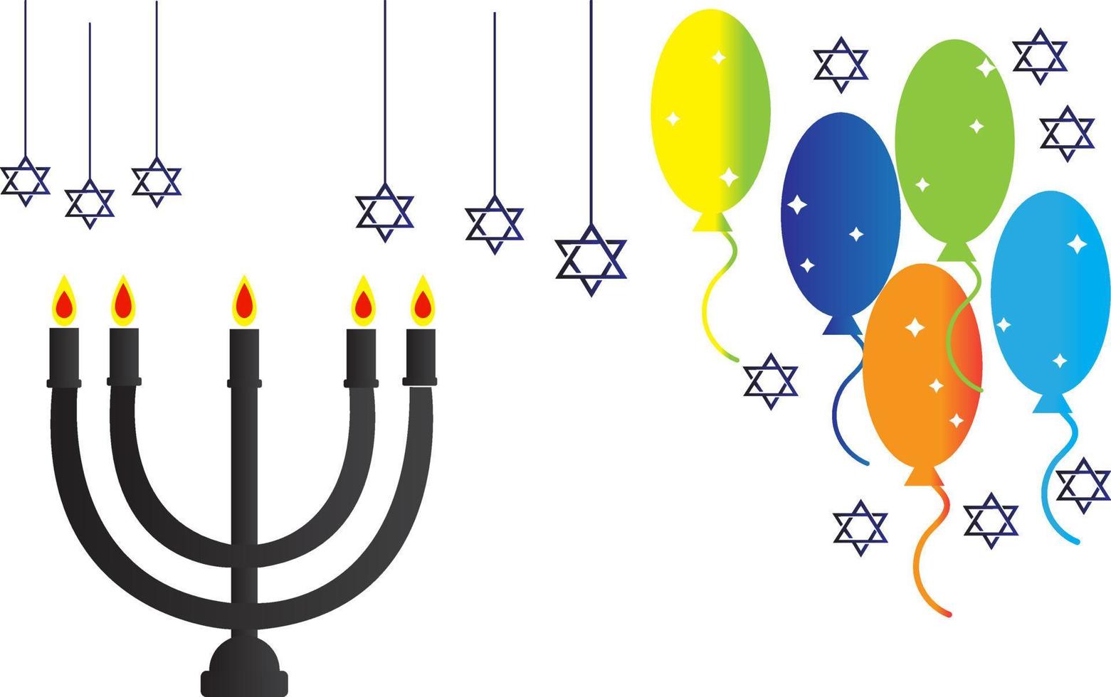 hintergrund weiß glücklich hanukkah und symbol ballon. vektor