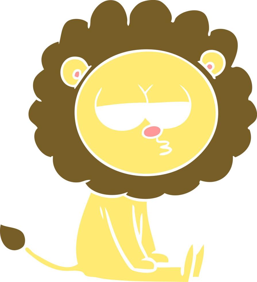 Cartoon gelangweilter Löwe im flachen Farbstil vektor