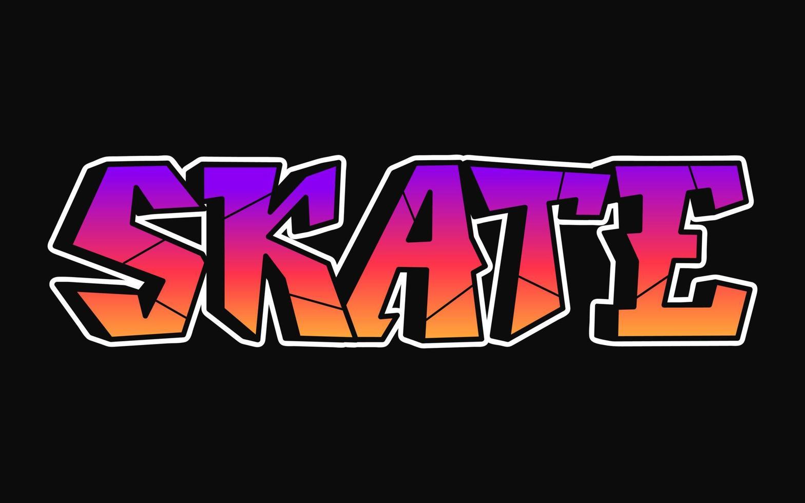 Skate-Wort-Graffiti-Stil-Buchstaben. Vektor handgezeichnete Doodle-Cartoon-Logo-Skate-Illustration. druck für poster, t-shirt, t-shirt, logo, aufkleberkonzept
