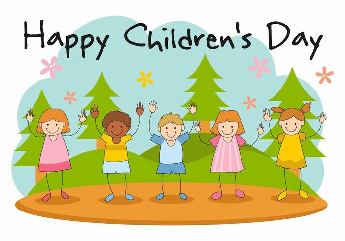 Free Happy Kinder Tag Vektor