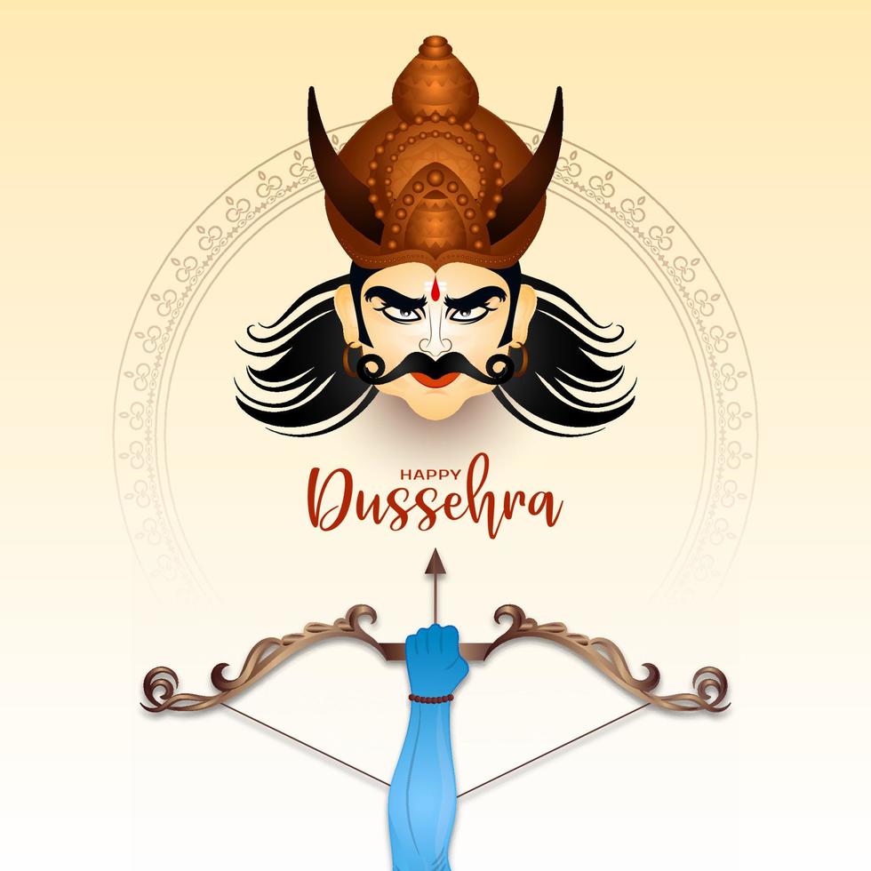 Lycklig Dussehra festival ravana dödande bakgrund design vektor