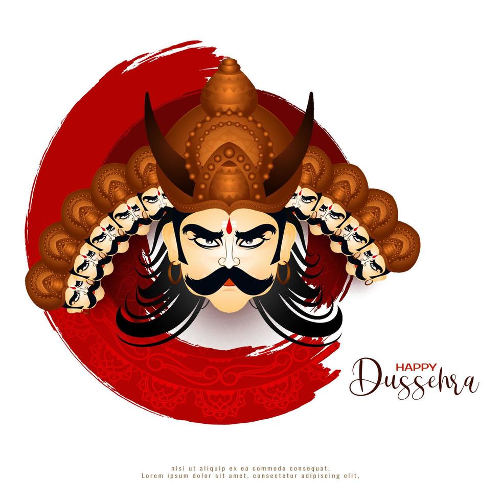 Lycklig Dussehra traditionell kulturell festival tio headed ravana bakgrund design vektor