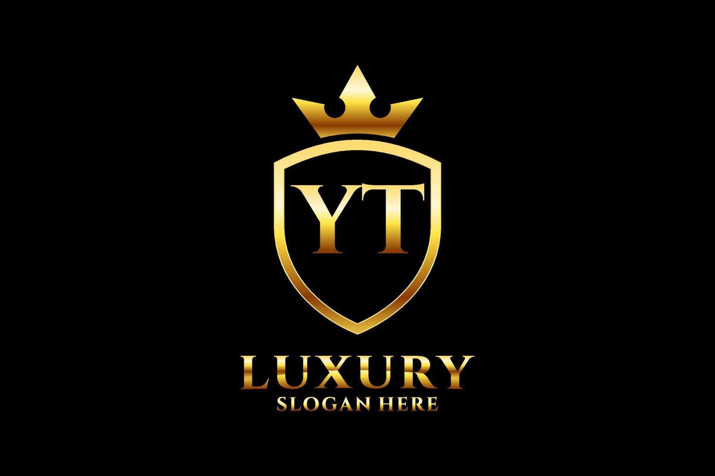 Initial yt elegantes Luxus-Monogramm-Logo oder Abzeichen-Vorlage mit Schriftrollen und Königskrone – perfekt für luxuriöse Branding-Projekte vektor