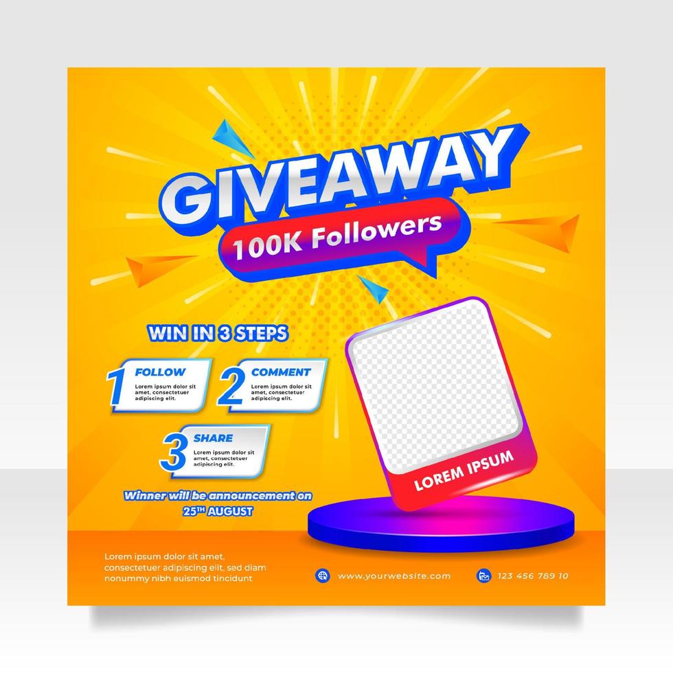 Giveaway-Wettbewerb Social-Media-Post-Banner-Vorlage vektor