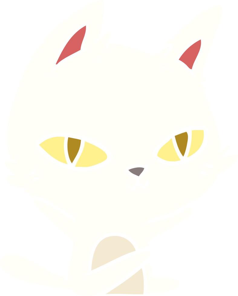 platt Färg stil tecknad serie katt stirrande vektor