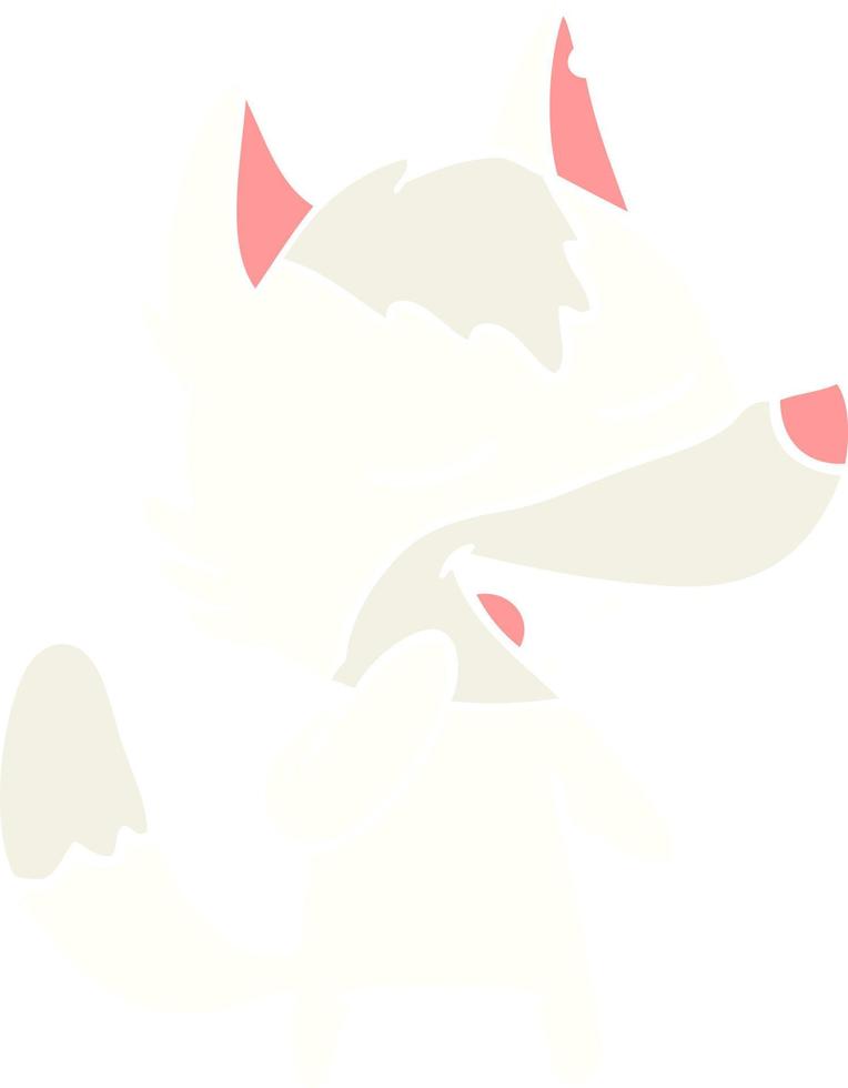 Cartoon-Wolf im flachen Farbstil lacht vektor