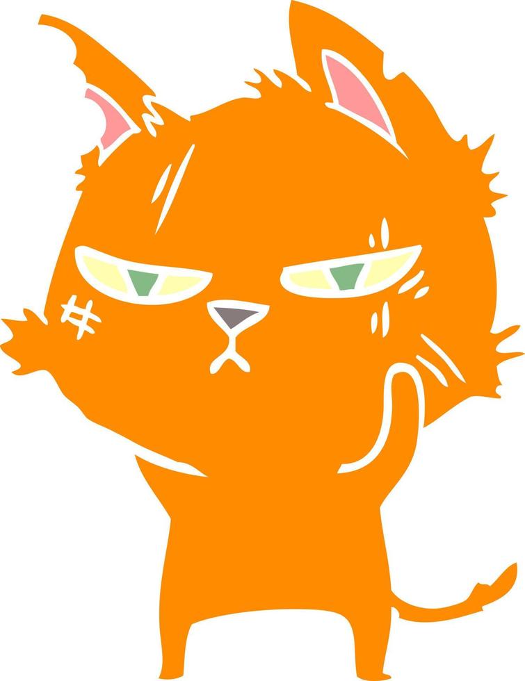 harte Cartoon-Katze im flachen Farbstil vektor