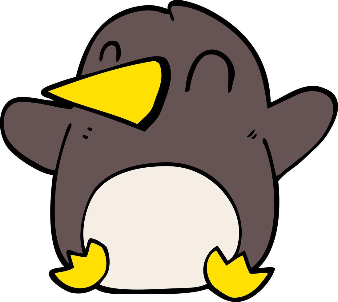 tecknad doodle dansande pingvin vektor