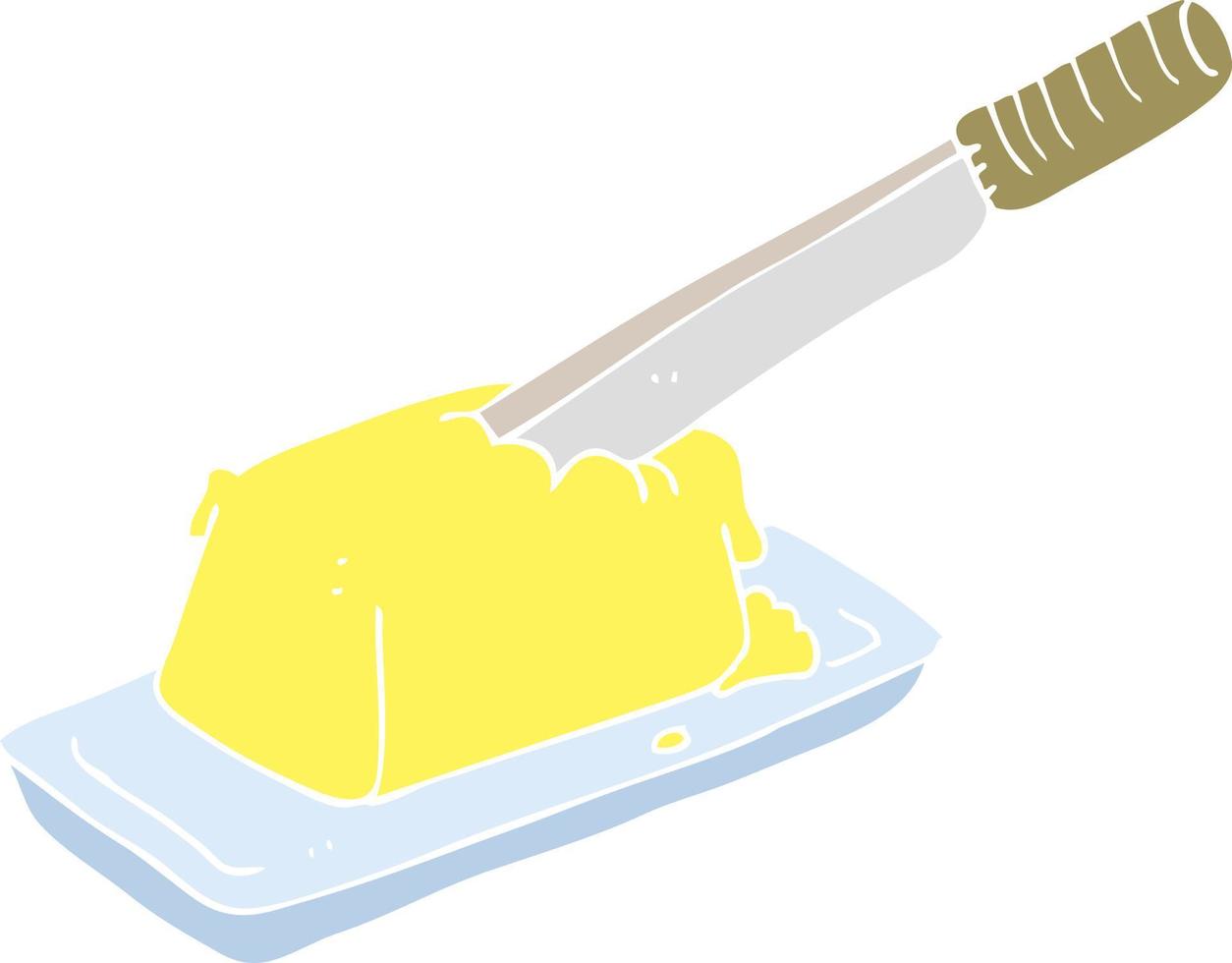 Flache Farbdarstellung eines Cartoon-Messers in Butter vektor