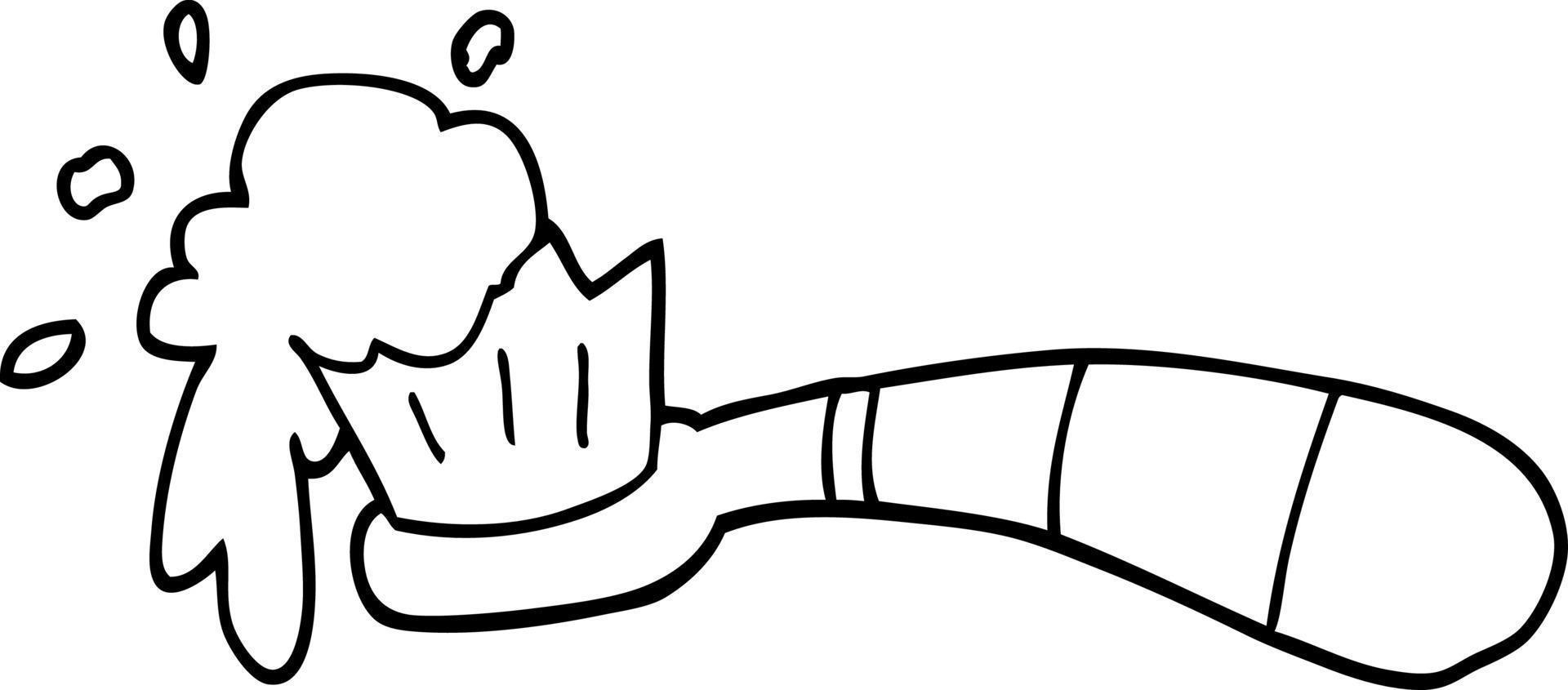 linje teckning tecknad serie tandborste och tand klistra vektor