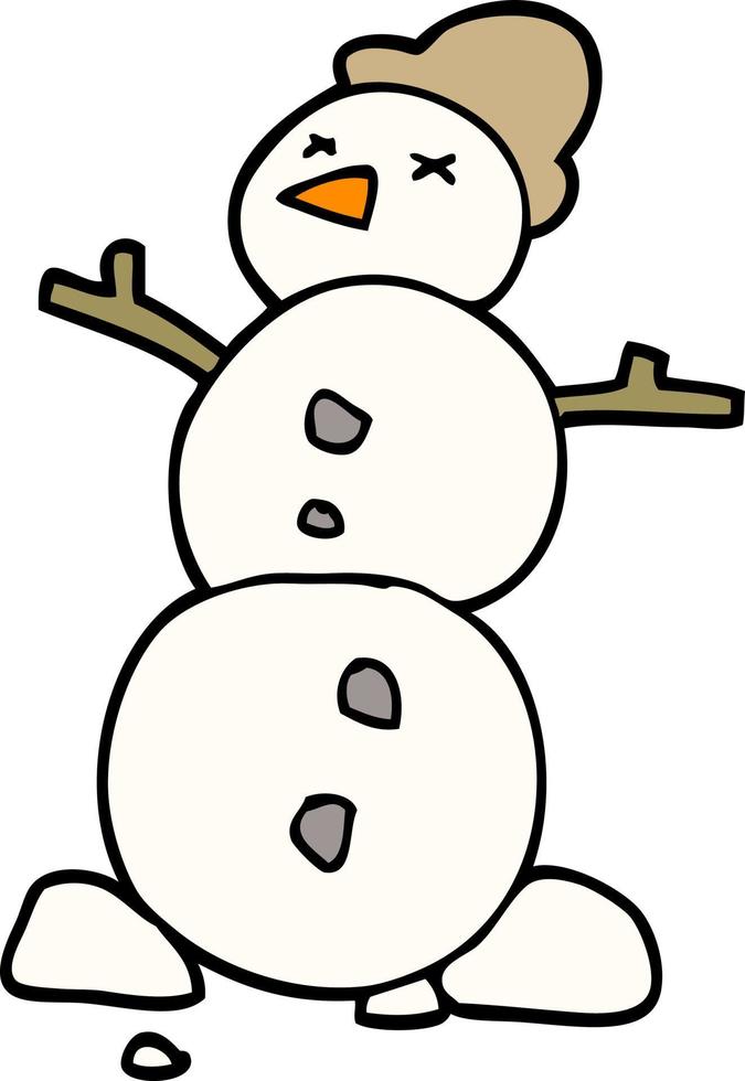 Cartoon-Doodle-Schneemann vektor