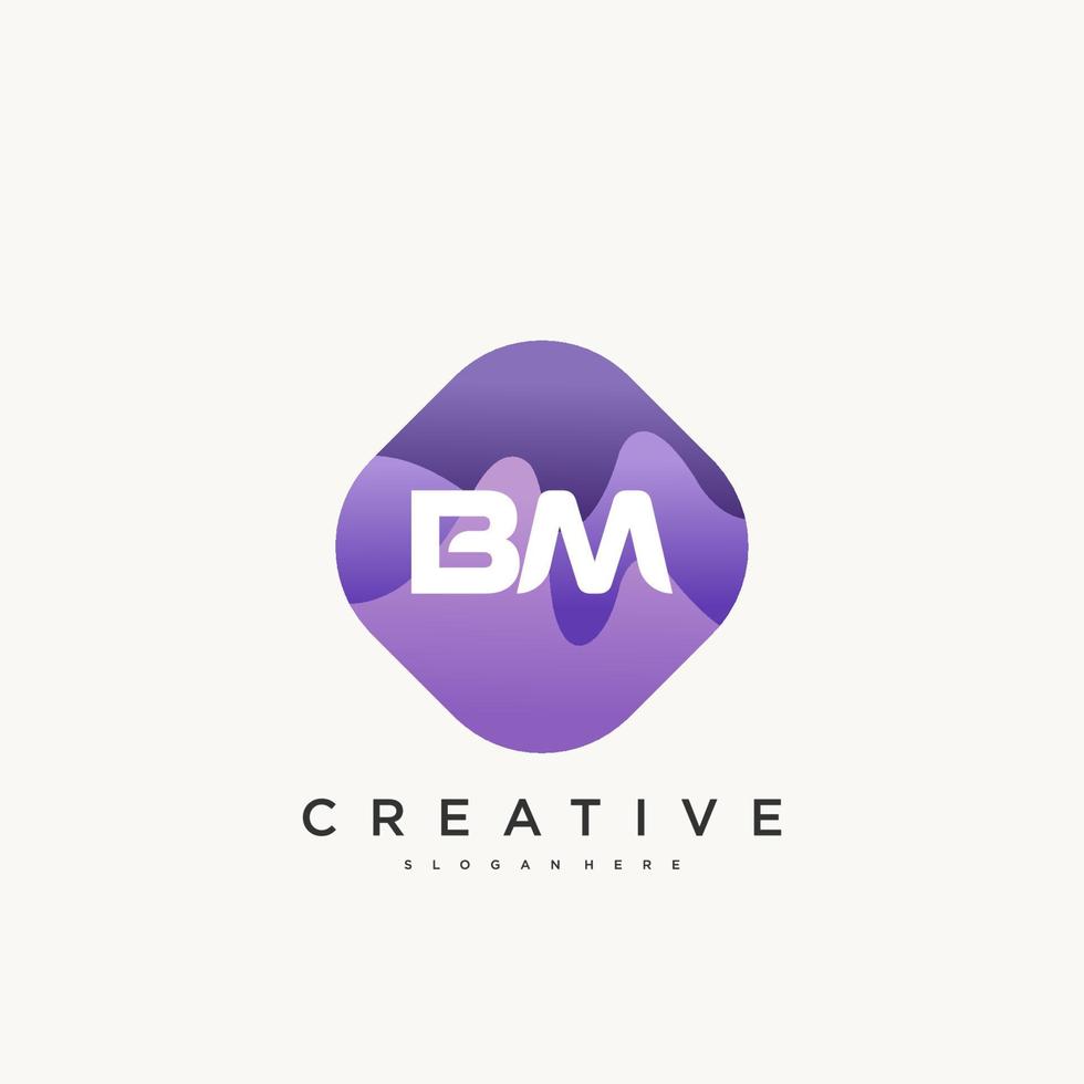 bm första brev logotyp ikon design mall element med Vinka färgrik vektor
