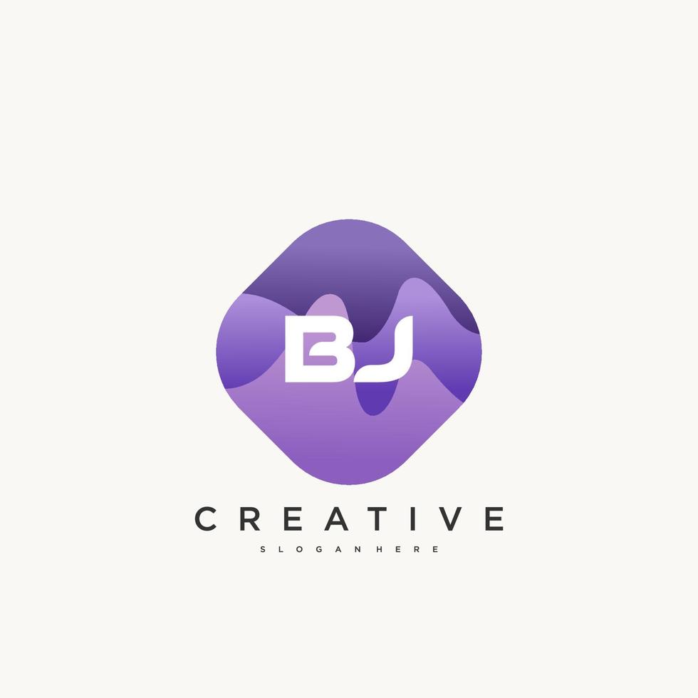 bj anfangsbuchstabe logo icon design template elemente mit welle bunt vektor