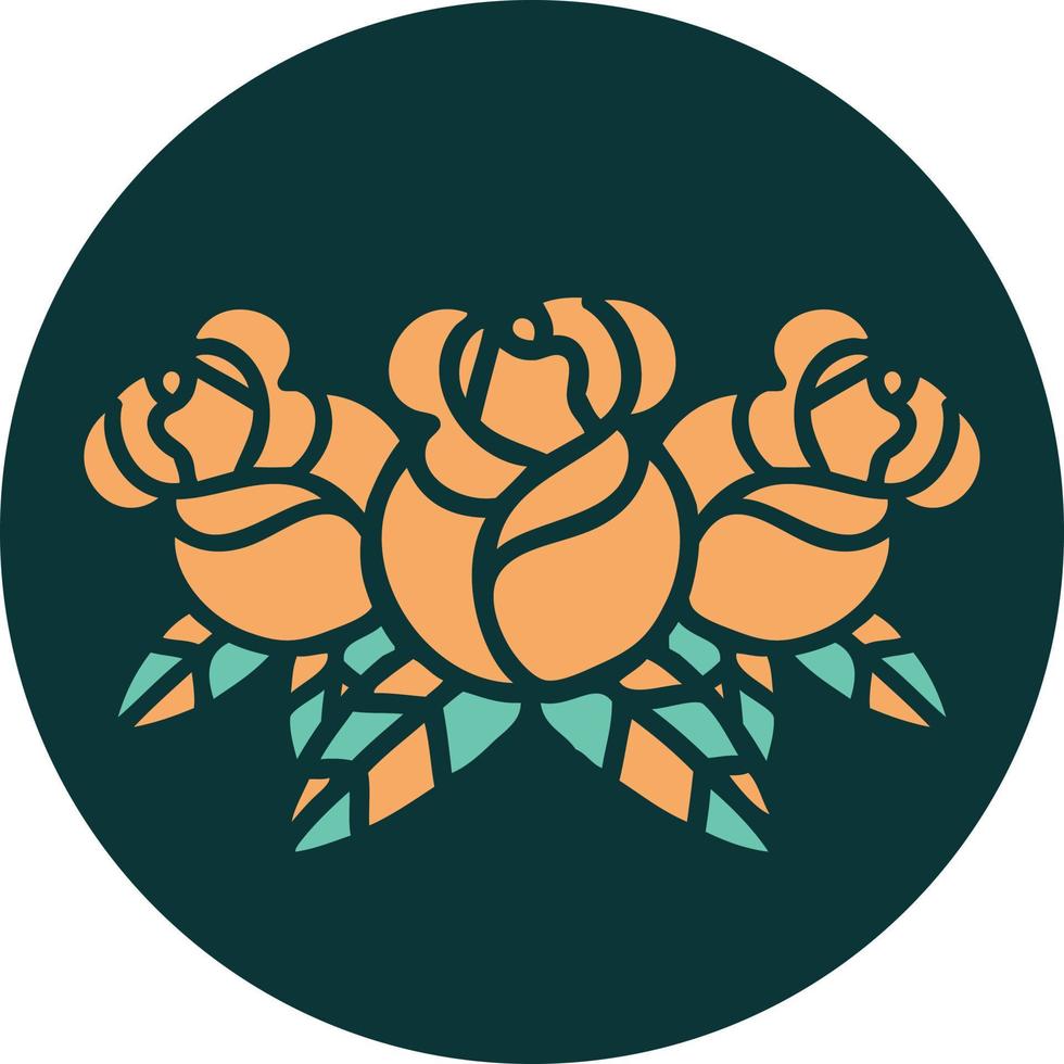 ikonisches Bild im Tattoo-Stil eines Blumenstraußes vektor