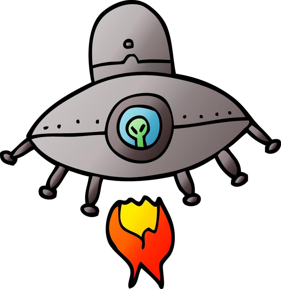 Cartoon-Doodle Alien-Raumschiff vektor