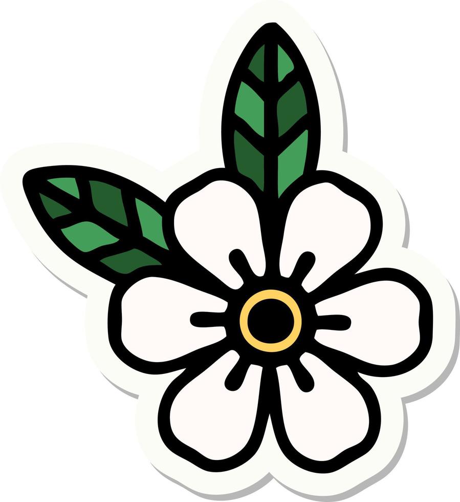 klistermärke av tatuering i traditionell stil av en blomma vektor