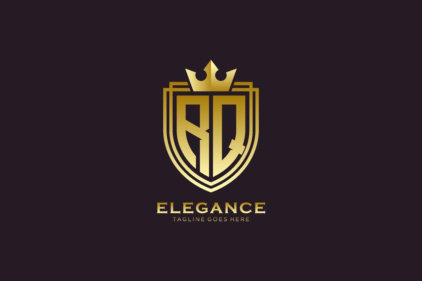 Initial rq Elegantes Luxus-Monogramm-Logo oder Abzeichen-Vorlage mit Schriftrollen und Königskrone – perfekt für luxuriöse Branding-Projekte vektor