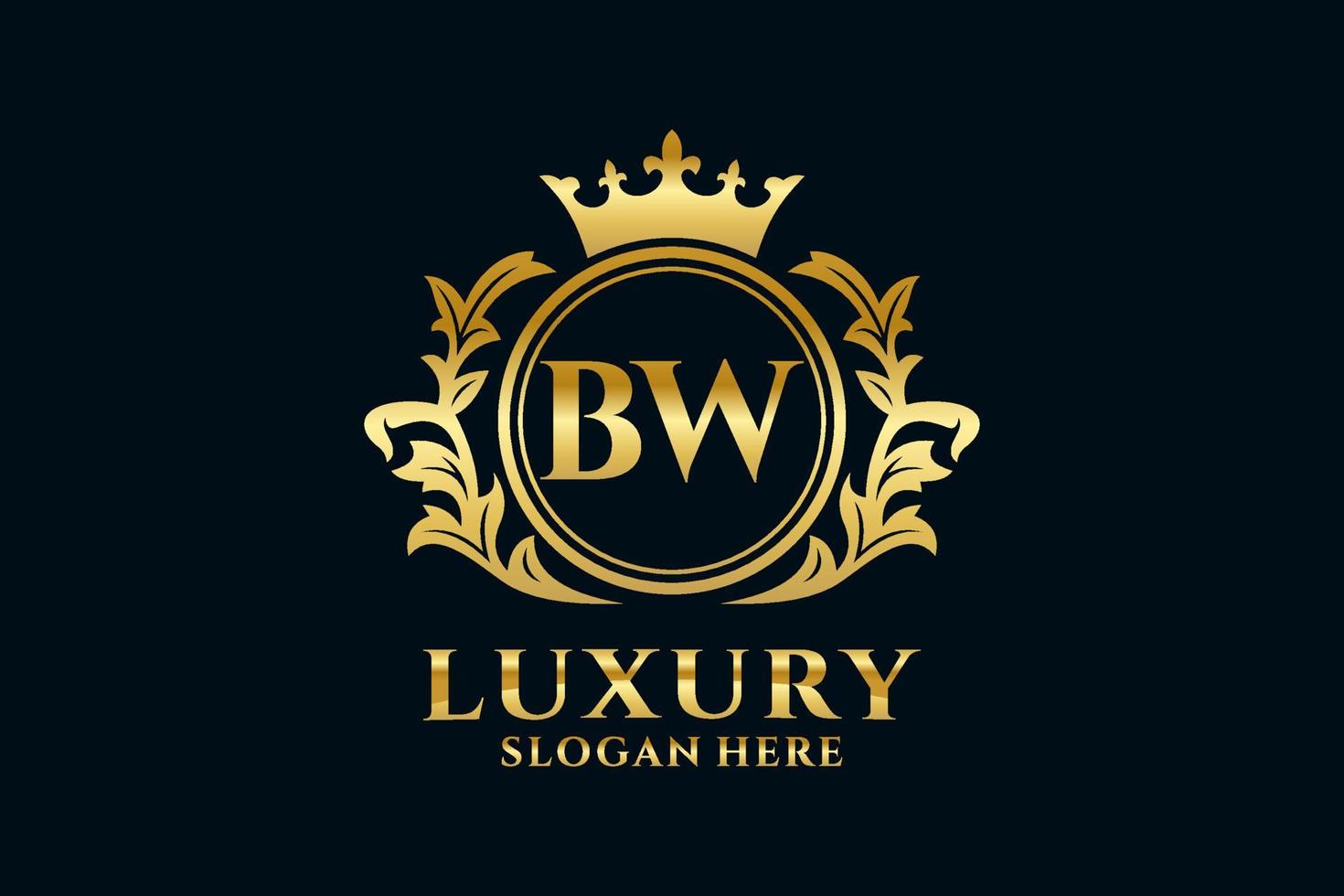 Royal Luxury Logo-Vorlage mit anfänglichem bw-Buchstaben in Vektorgrafiken für luxuriöse Branding-Projekte und andere Vektorillustrationen. vektor