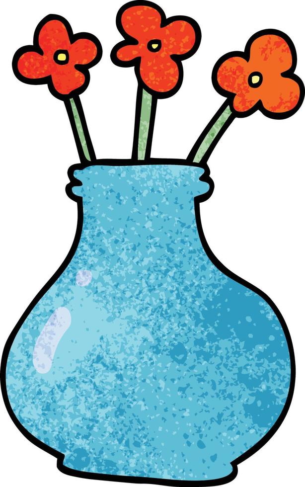 Cartoon-Doodle-Vase mit Blumen vektor