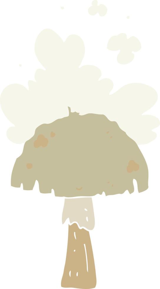 platt Färg stil tecknad serie svamp med spor moln vektor