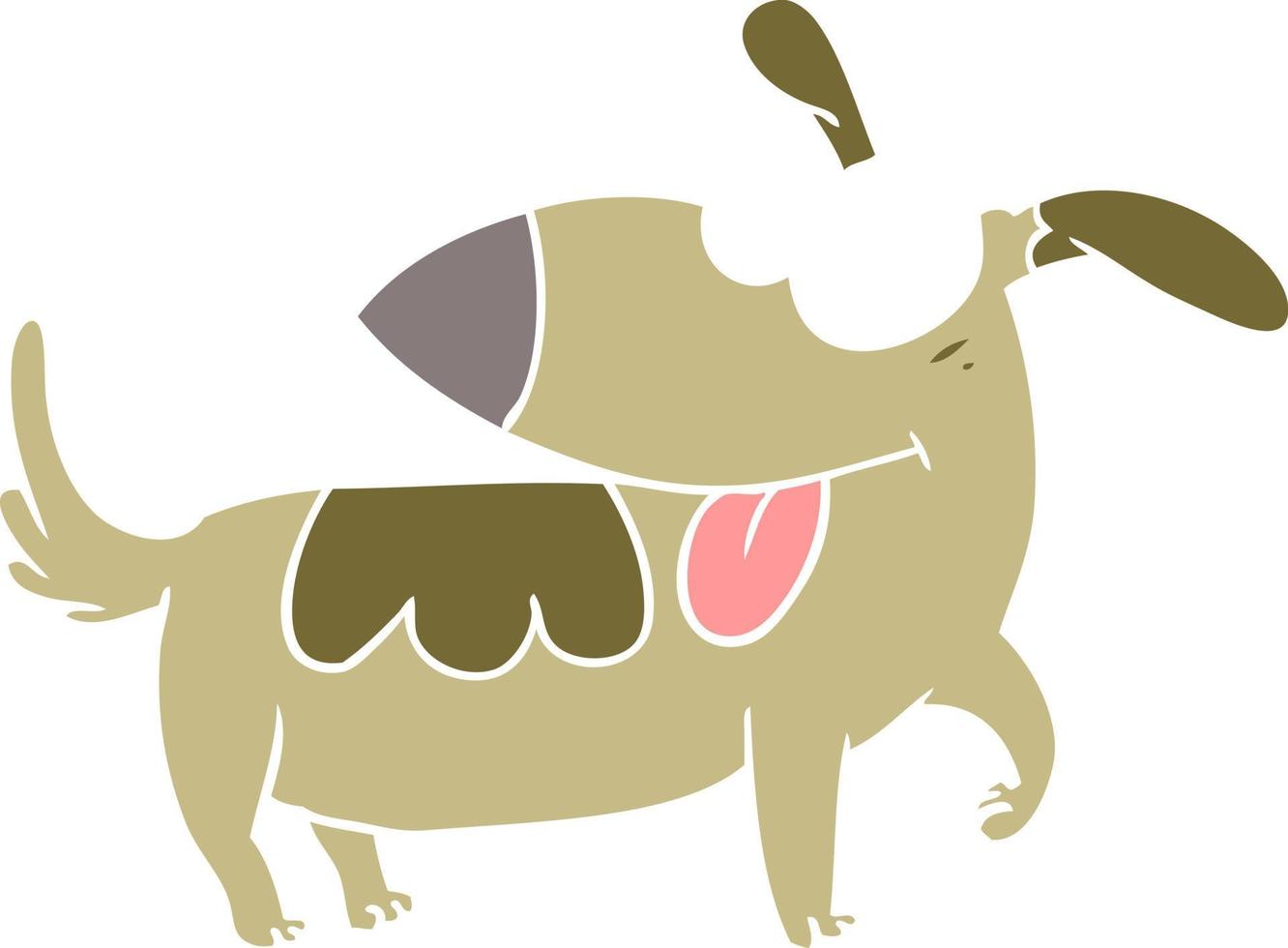 platt Färg stil tecknad serie Lycklig hund vektor