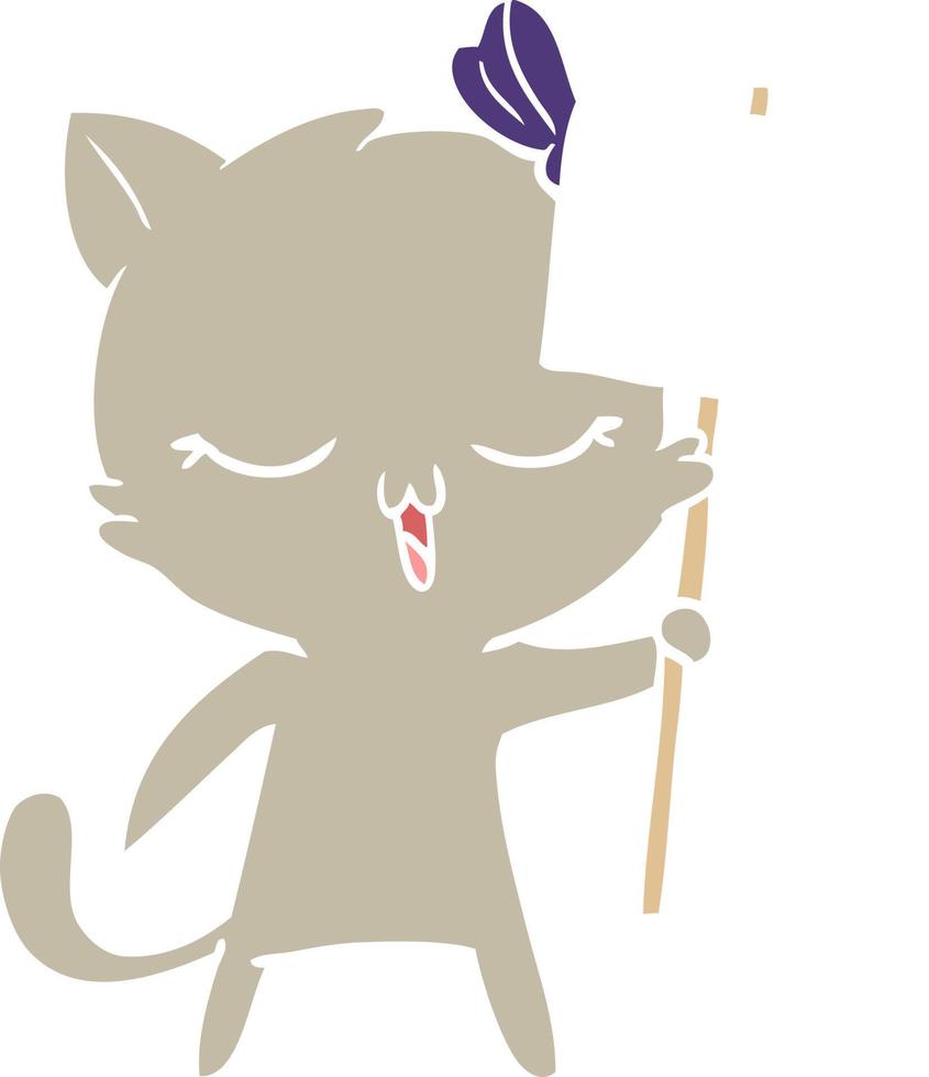 Cartoon-Katze im flachen Farbstil mit Schleife auf dem Kopf vektor