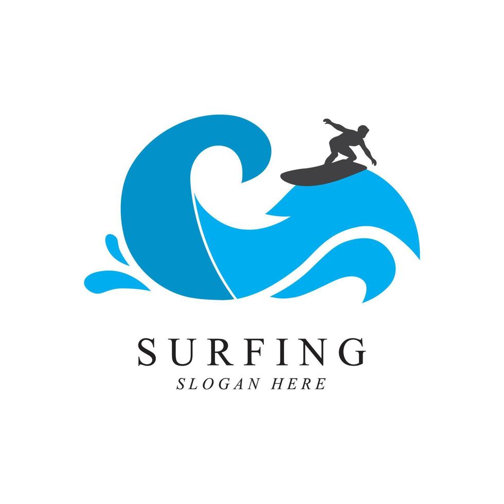 surfing logotyp vektor mall design