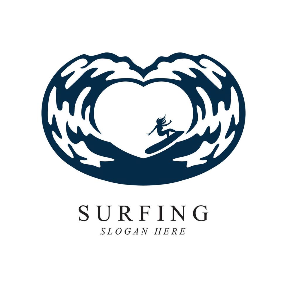 surfing logotyp vektor mall design