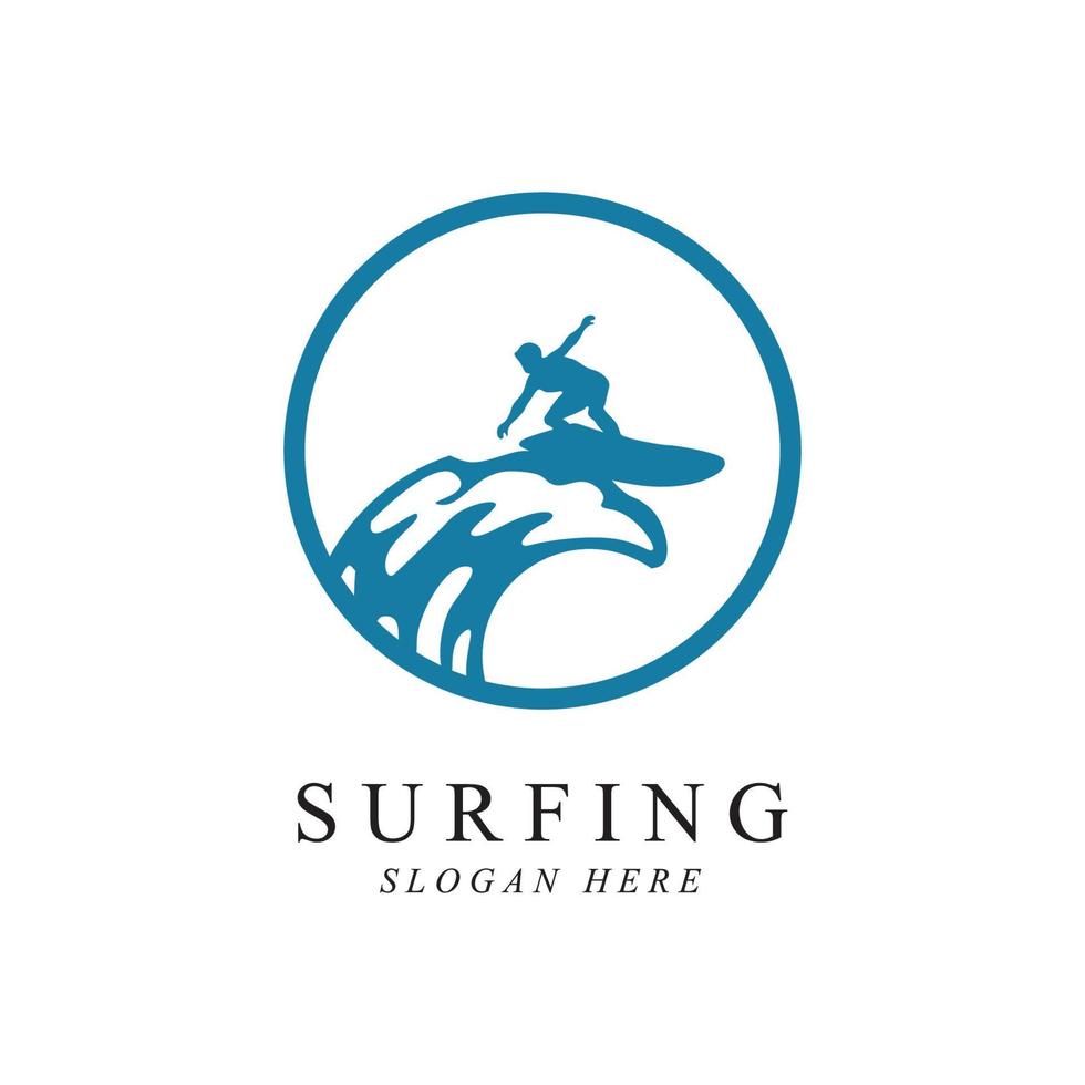 surfing logotyp vektor mall design