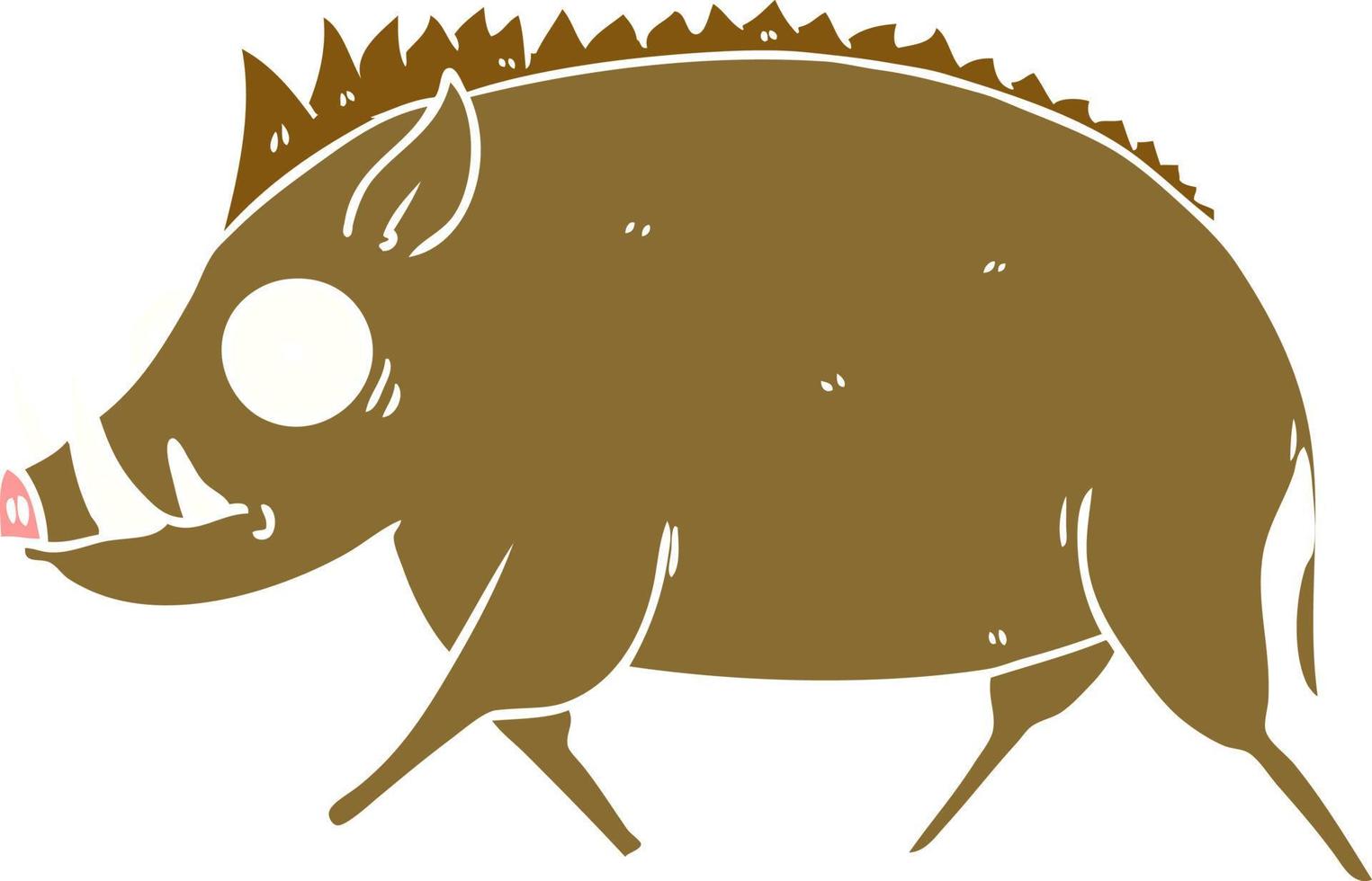 Cartoon-Wildschwein im flachen Farbstil vektor