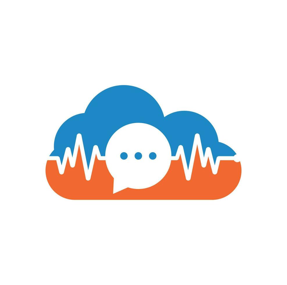 Puls-Chat-Wolkenform-Logo-Vektor. Gesundheit konsultieren Logo-Design-Konzept. medizinisches logo und herzschlagwellen in der logo-vorlage für das chat-symbol. vektor