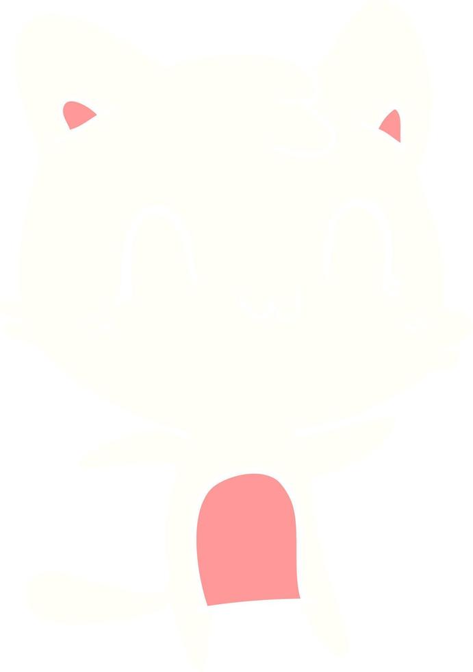 platt färg stil tecknad glad katt vektor