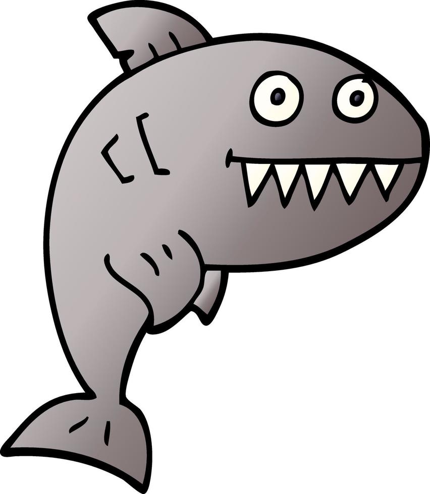 tecknad doodle dödlig haj vektor