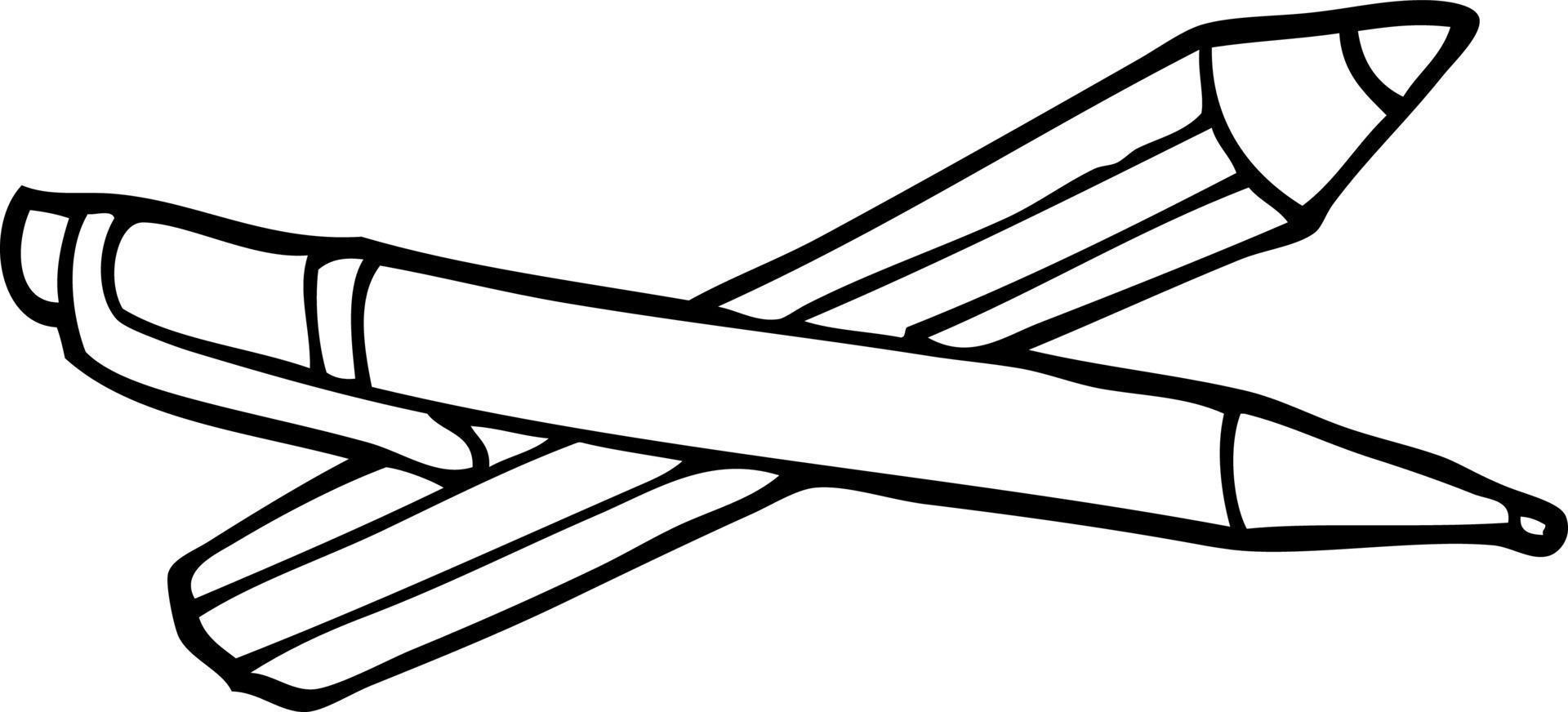 linje teckning tecknad serie penna och penna vektor