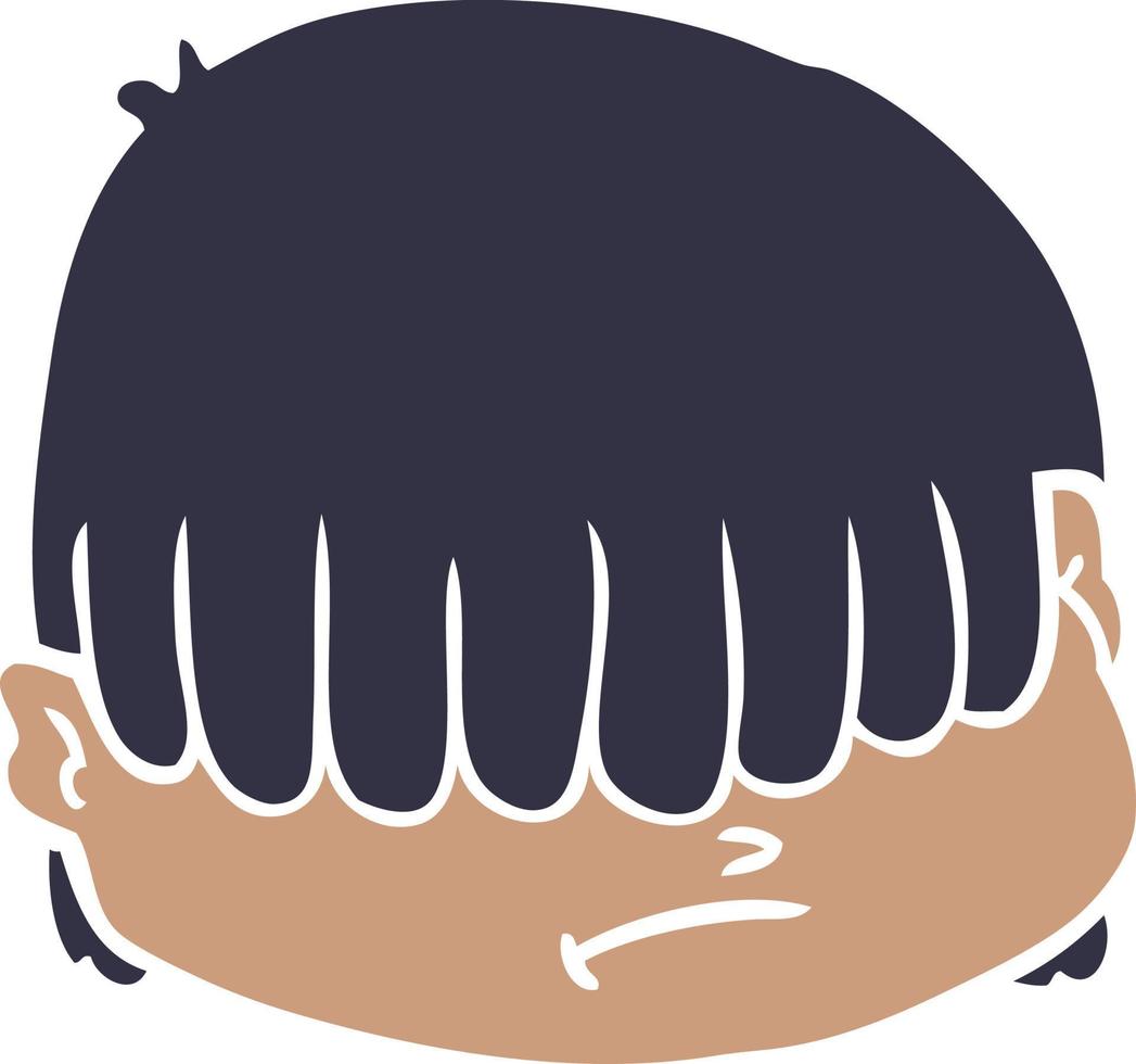 Cartoon-Gesicht im flachen Farbstil mit Haaren über den Augen vektor