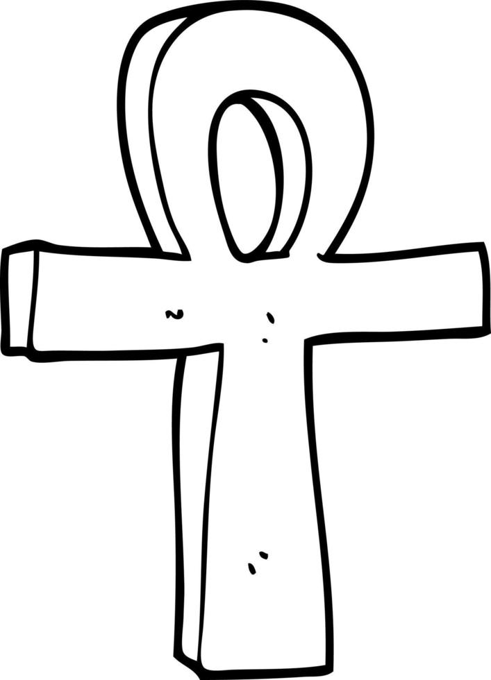 Strichzeichnung Cartoon Ankh-Symbol vektor