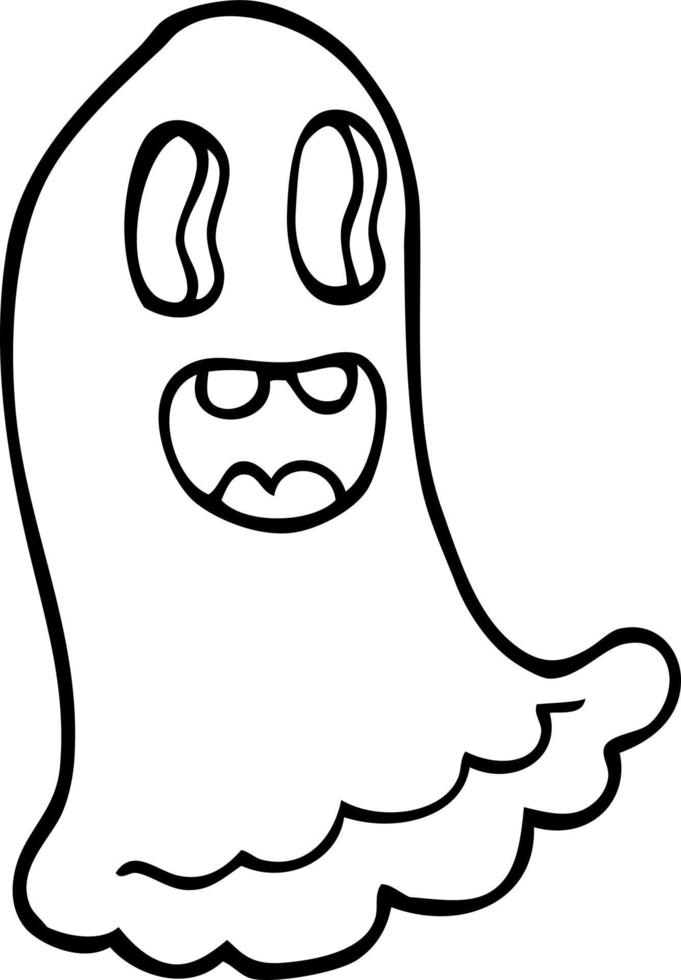 linje teckning tecknad serie läskigt spöke vektor