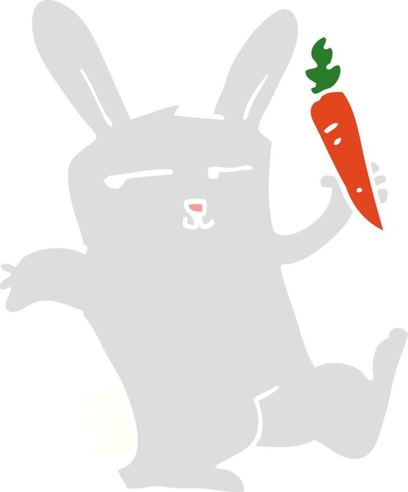 Cartoon-Kaninchen im flachen Farbstil mit Karotte vektor