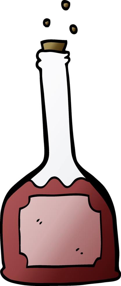 tecknad serie klotter flaska av röd vin vektor