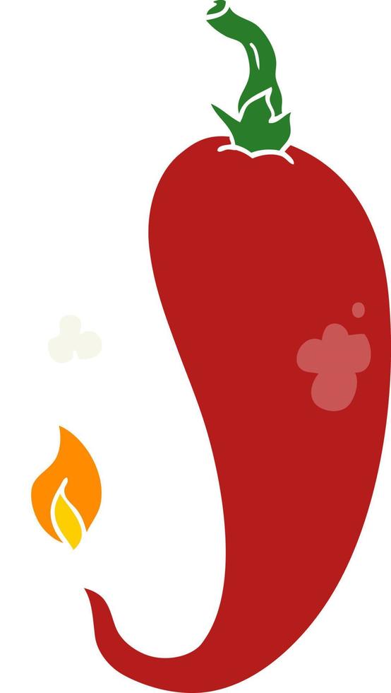platt Färg stil tecknad serie chili peppar vektor