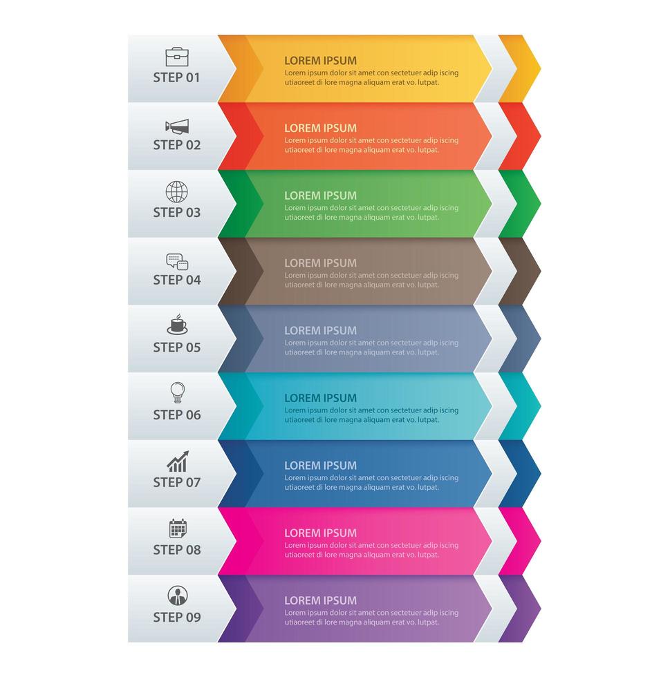 9 datainfografikpilar vektor