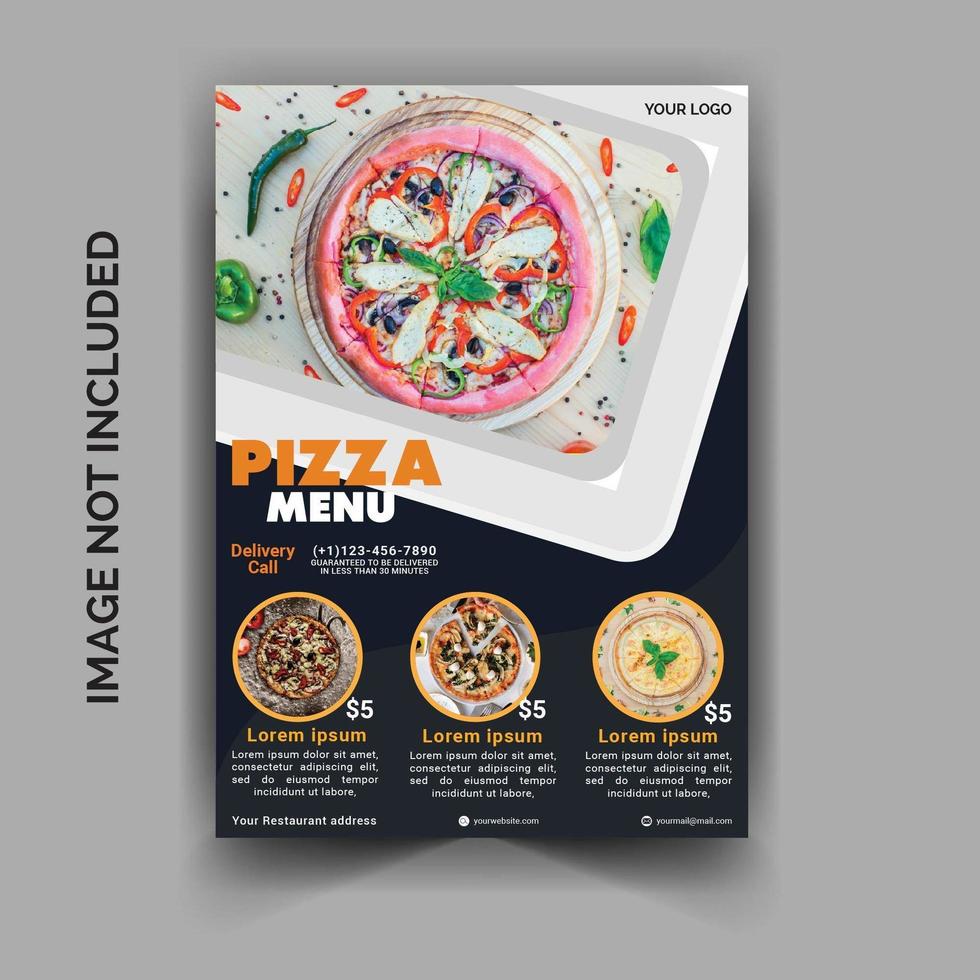 restaurang pizza leverans flygblad mall vektor