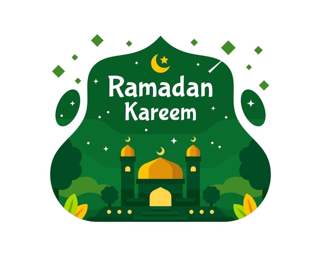 ramadan kareem bakgrund med moskén i grön färg vektor